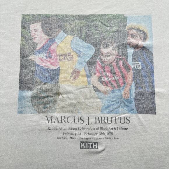 Marcus J. Brutus Kith Art T-Shirt Mens XL Short Sleeve Graphic 21SS White - Picture 7 of 11